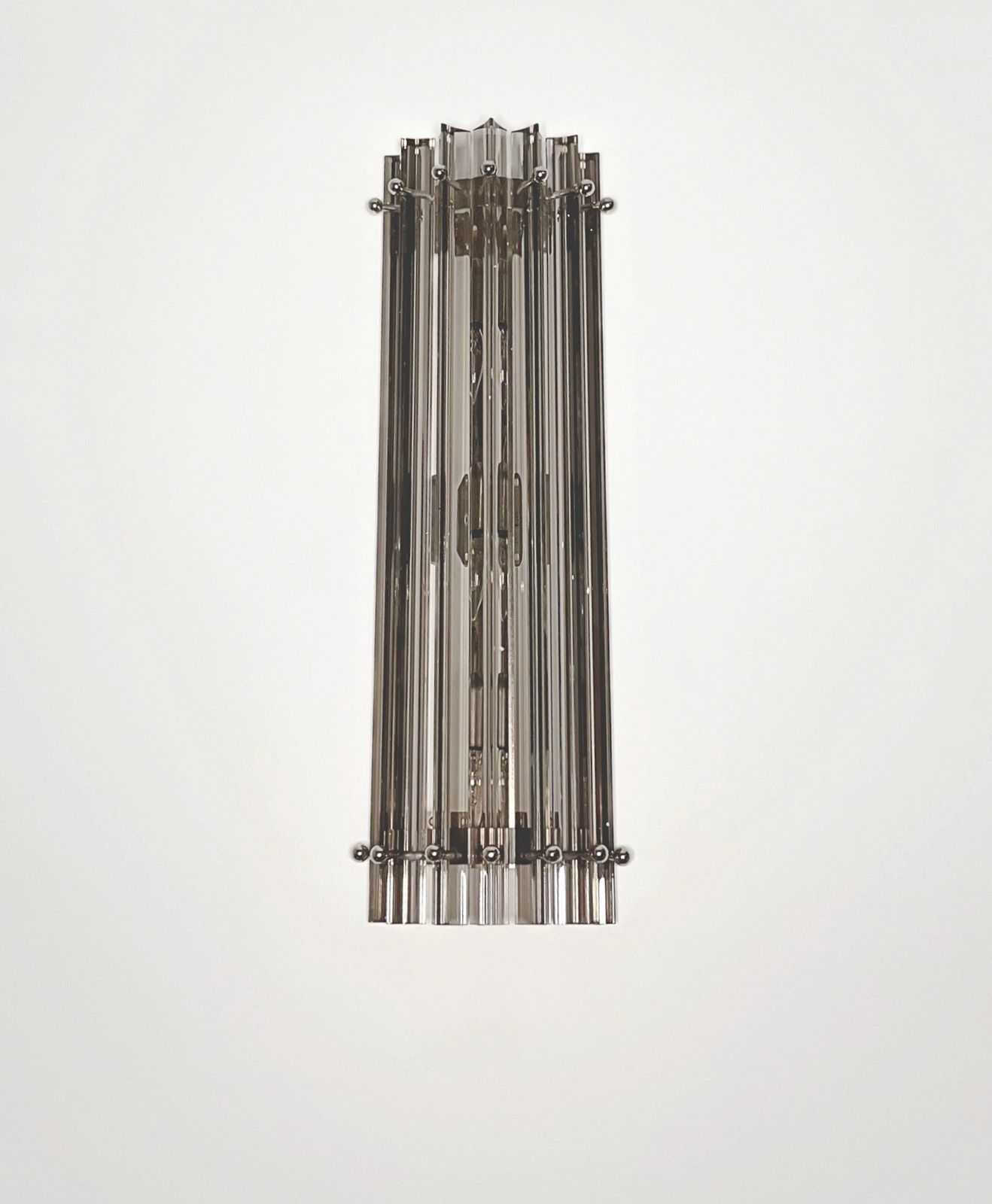 Pair Of Vintage Murano Wall Sconce – Smoked Triedri   Column Model photo Lighting