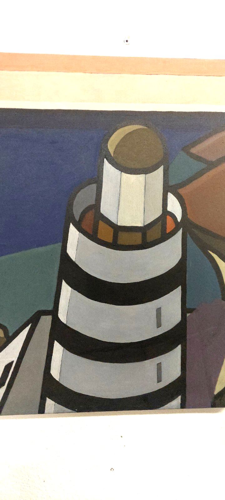Oil Painting On Canvas "Il Lighthouse" Franco Prayer (1924) 60x50 Cm photo for sale