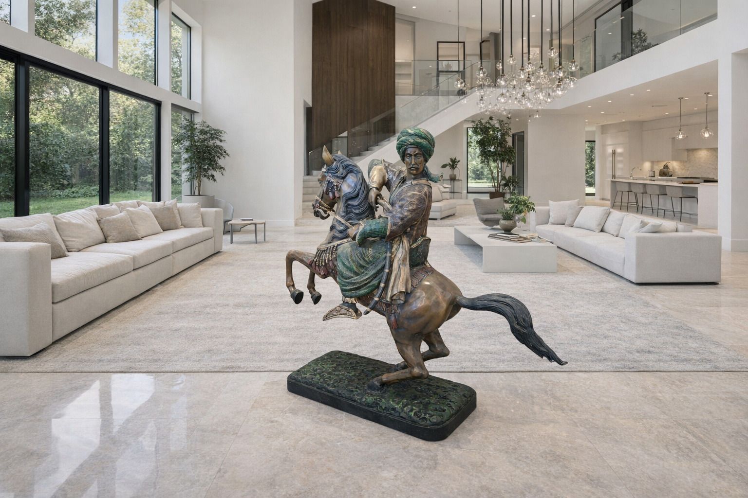 Scultura In Bronzo: Cavaliere Orientale A Cavallo photo furniture