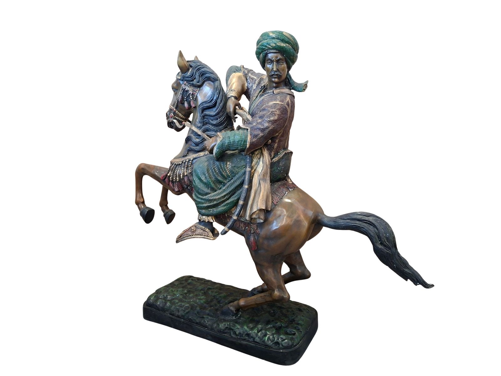 photo for sale Scultura In Bronzo: Cavaliere Orientale A Cavallo
