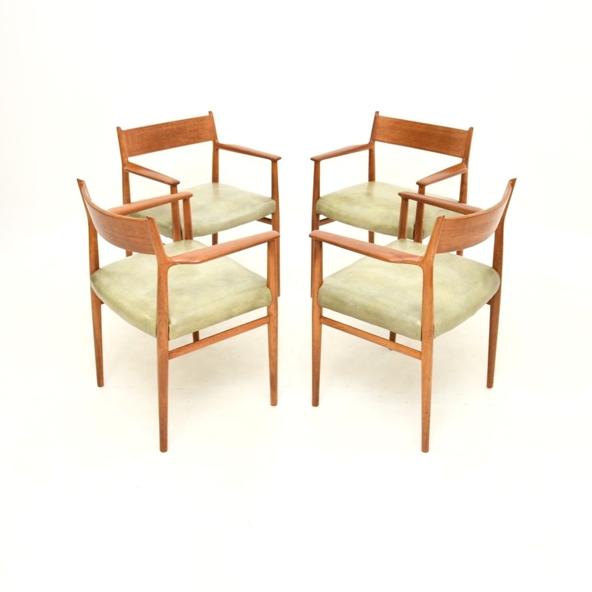 Set Of Four Danish Vintage Teak And Leather Dining Chairs By Arne Vodder photo furniture
