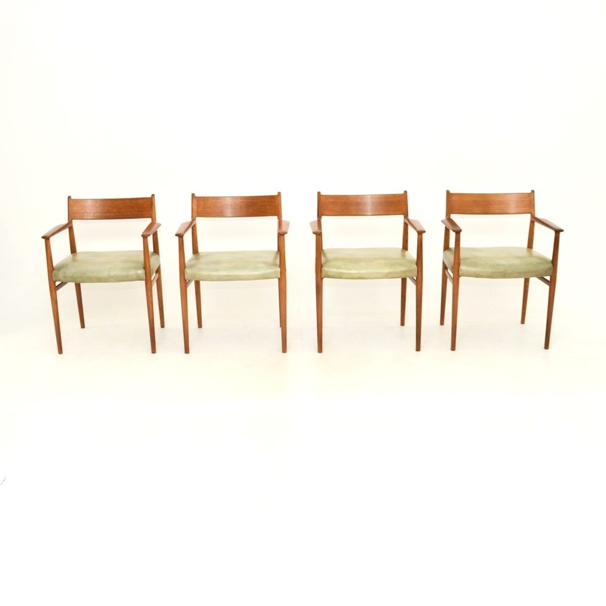 Set Of Four Danish Vintage Teak And Leather Dining Chairs By Arne Vodder photo for sale