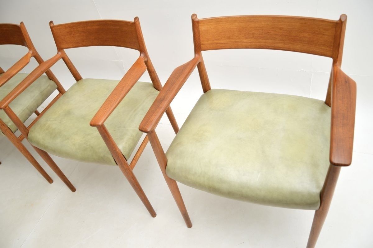 Set Of Four Danish Vintage Teak And Leather Dining Chairs By Arne Vodder photo vinterior