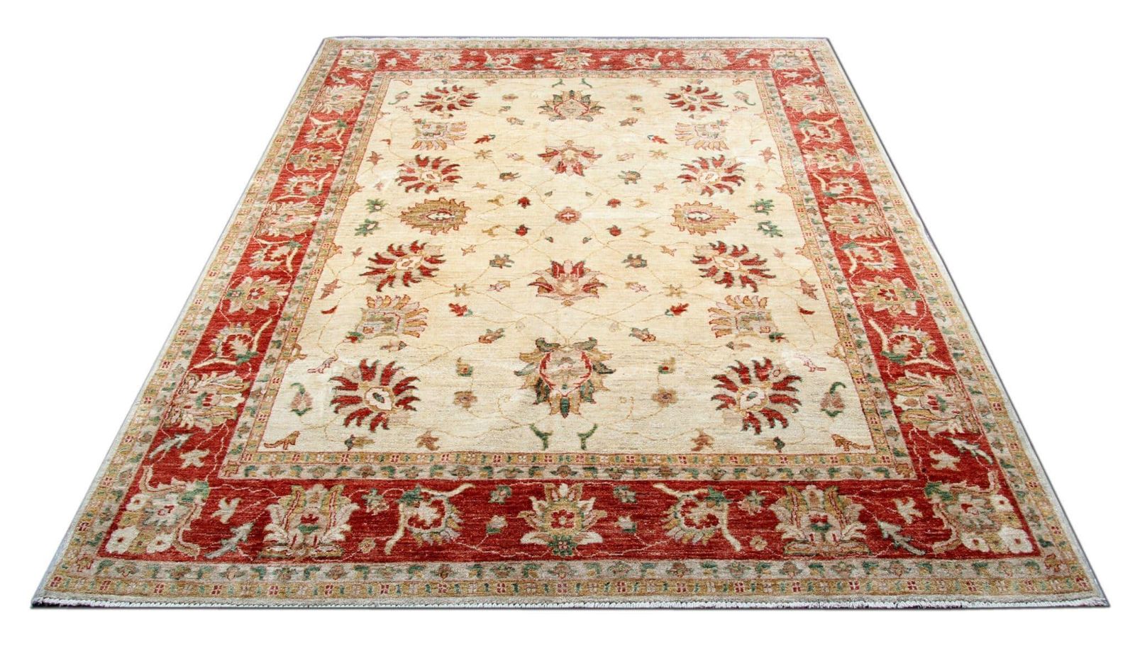 Cream Ziegler Rug Floral Oriental Carpet, Wool Hand Knotted Floor Rug photo for sale