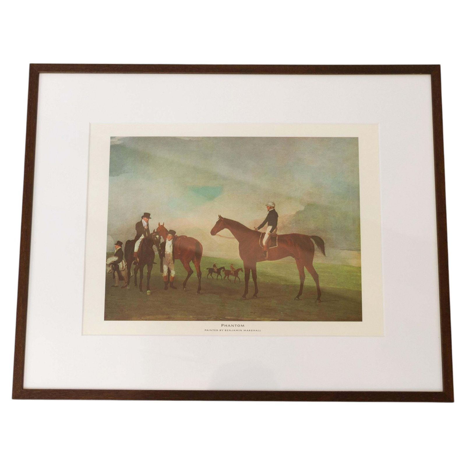 Framed Print Of Bay Horse "Phantom" By Benjamin Marshall, Late 20th Century.