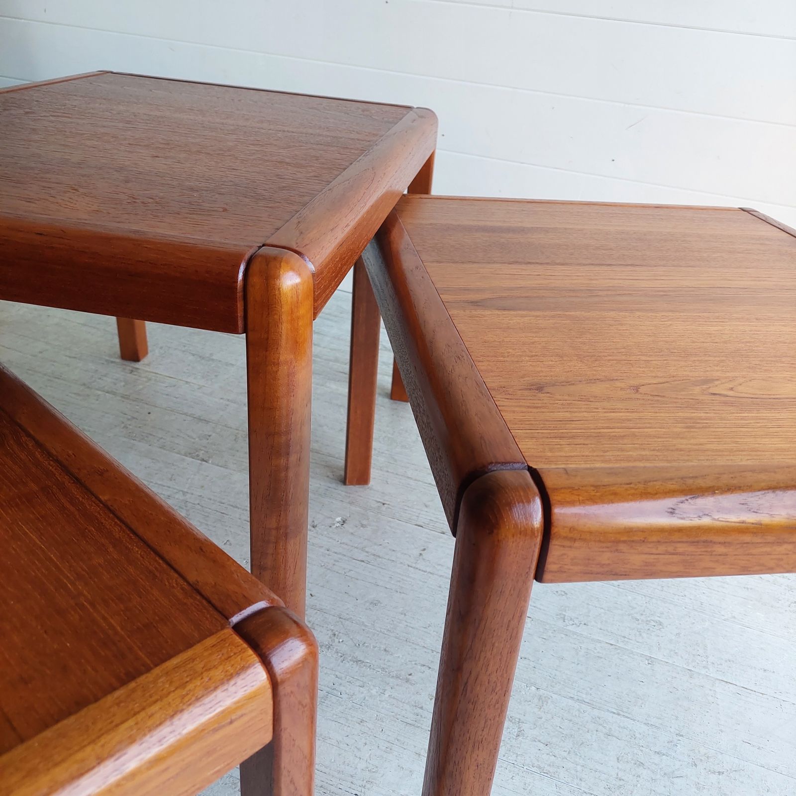 285.0 Mid Century Teak Nesting Tables  Danish Nest Of Tables Kai Kristiansen Vildbjerg Møbelfabrik Style 60s Restored photo