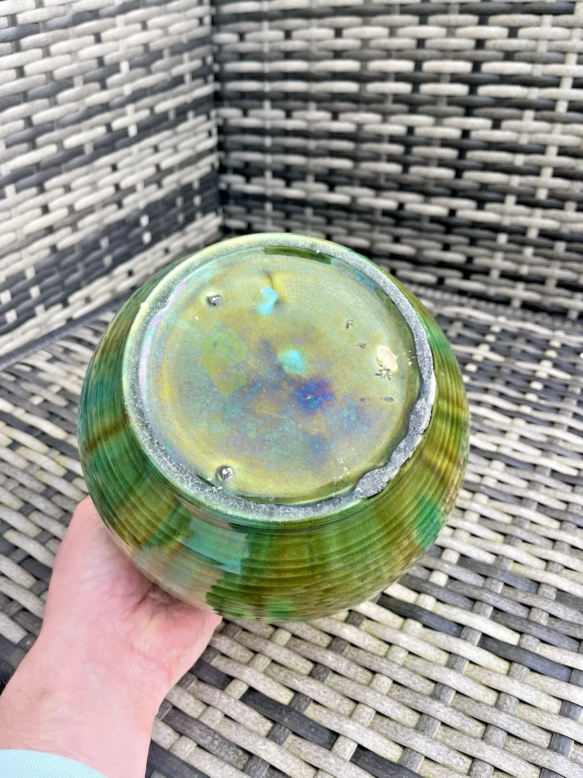 photo for sale Antique C1917 Minton English Majolica Dripglaze Planter Plant Pot Jardiniere