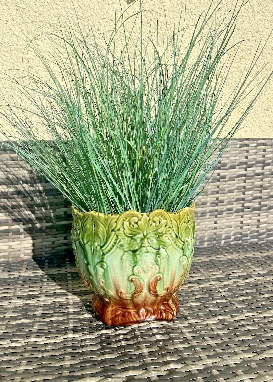 Antique English Majolica Mask Green Man Jardiniere Plant Pot Thomas Forester ? photo furniture