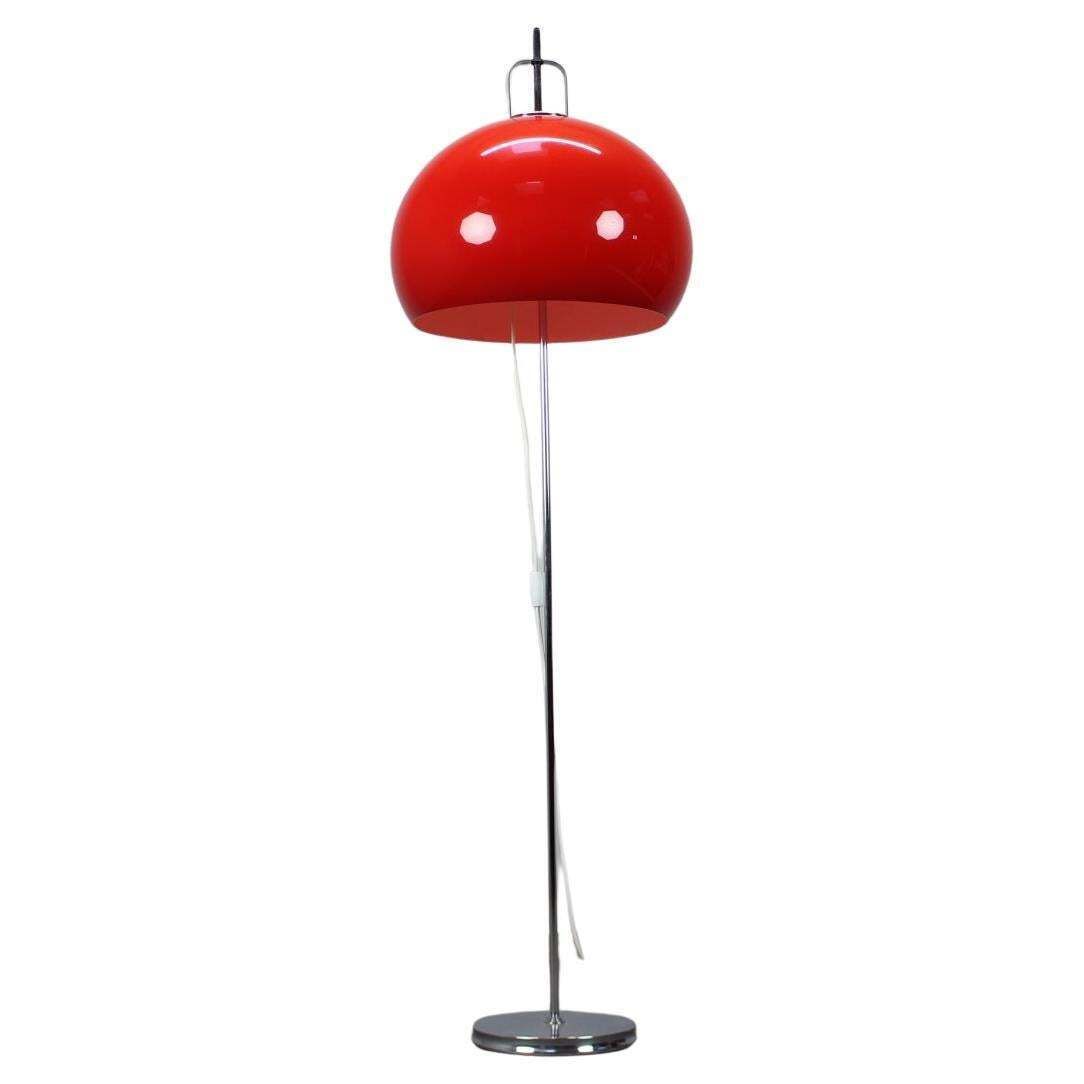 Guzzini Meblo Floor Lamp With Plastic Shade, Italy 1970s — Space Age Chrome
