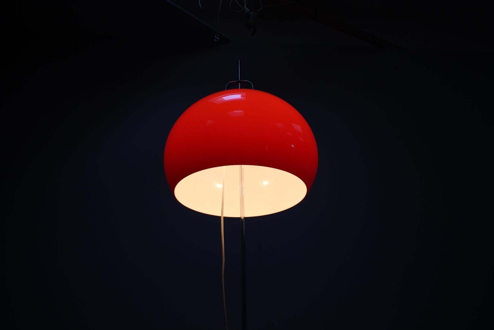 Lighting Guzzini Meblo Floor Lamp With Plastic Shade, Italy 1970s — Space Age Chrome photo