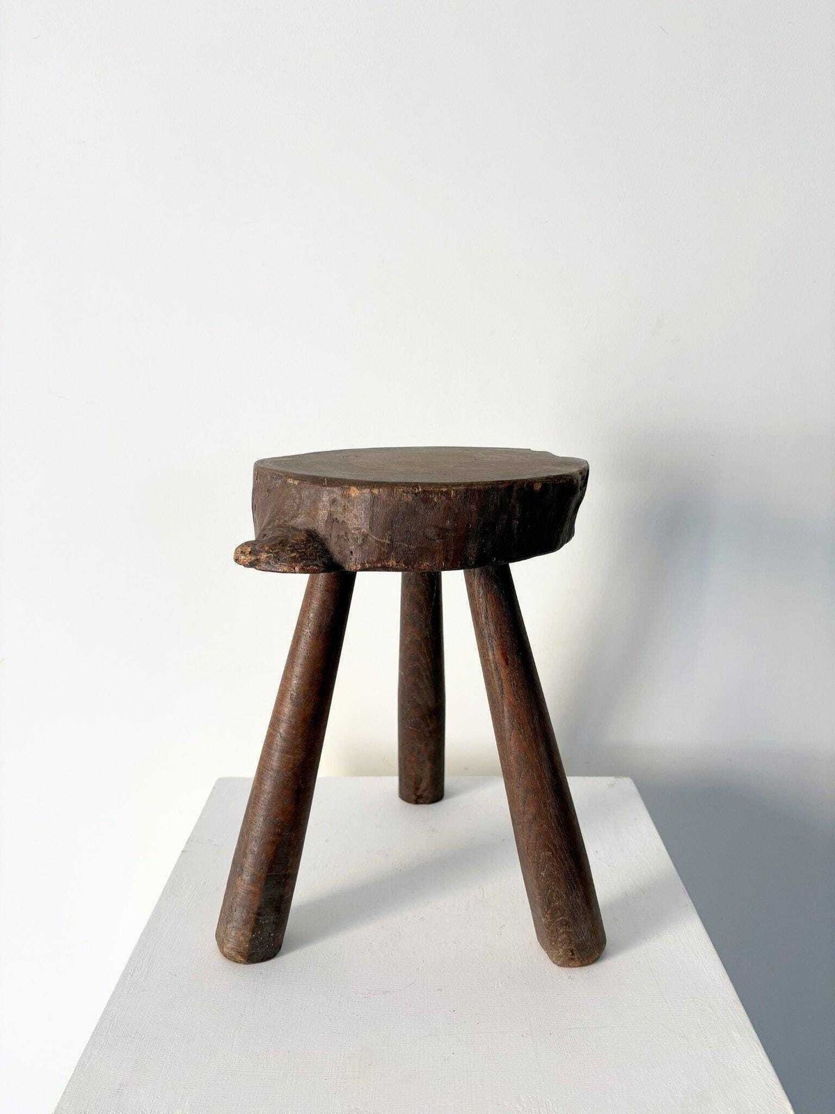 Wooden Tree Slab Side Table Stool, French Early Modernist Vintage photo furniture