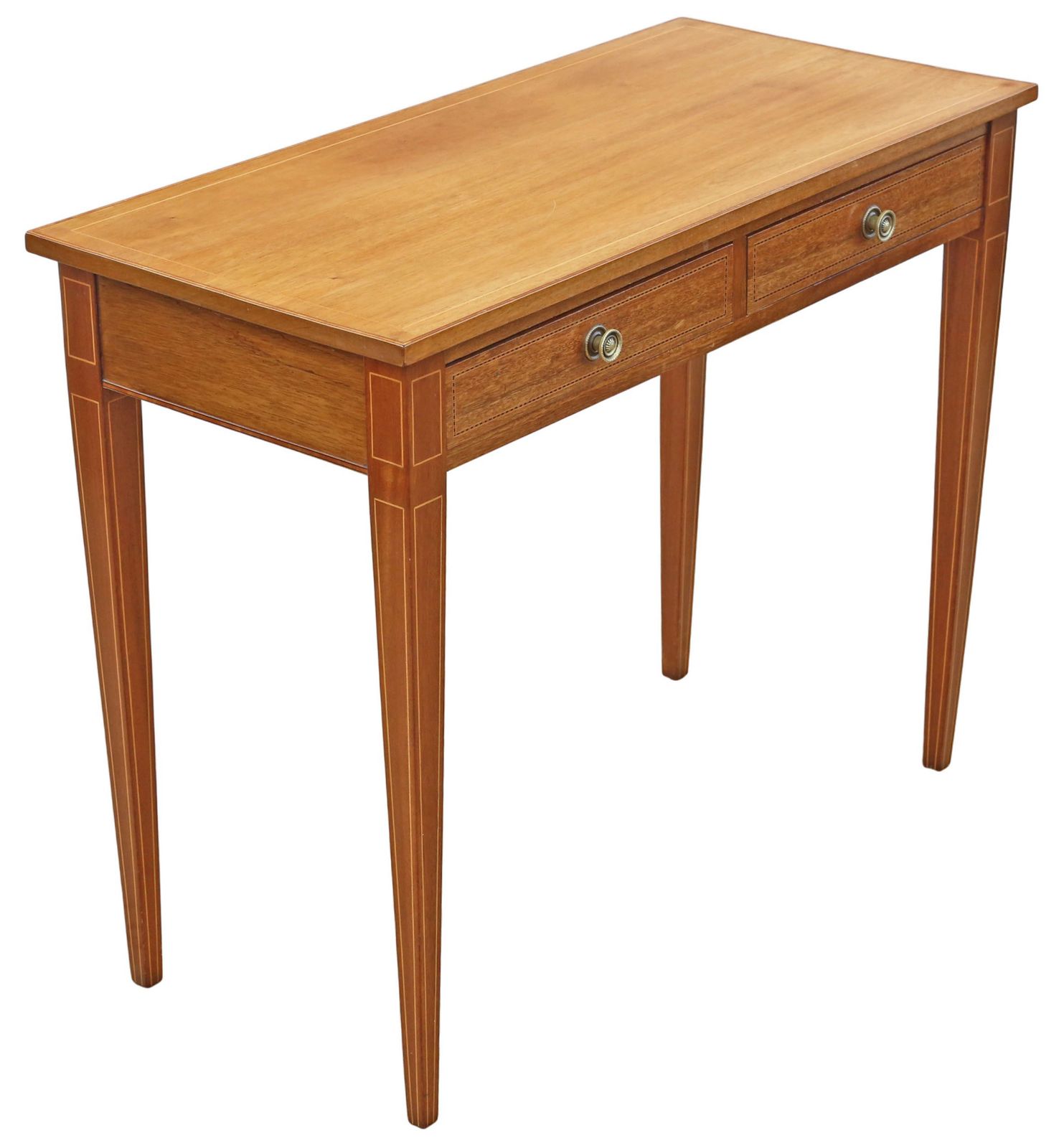 Antique Fine Quality Edwardian C.1905 Inlaid Satin & Red Walnut Writing / Dressing Table Desk photo for sale