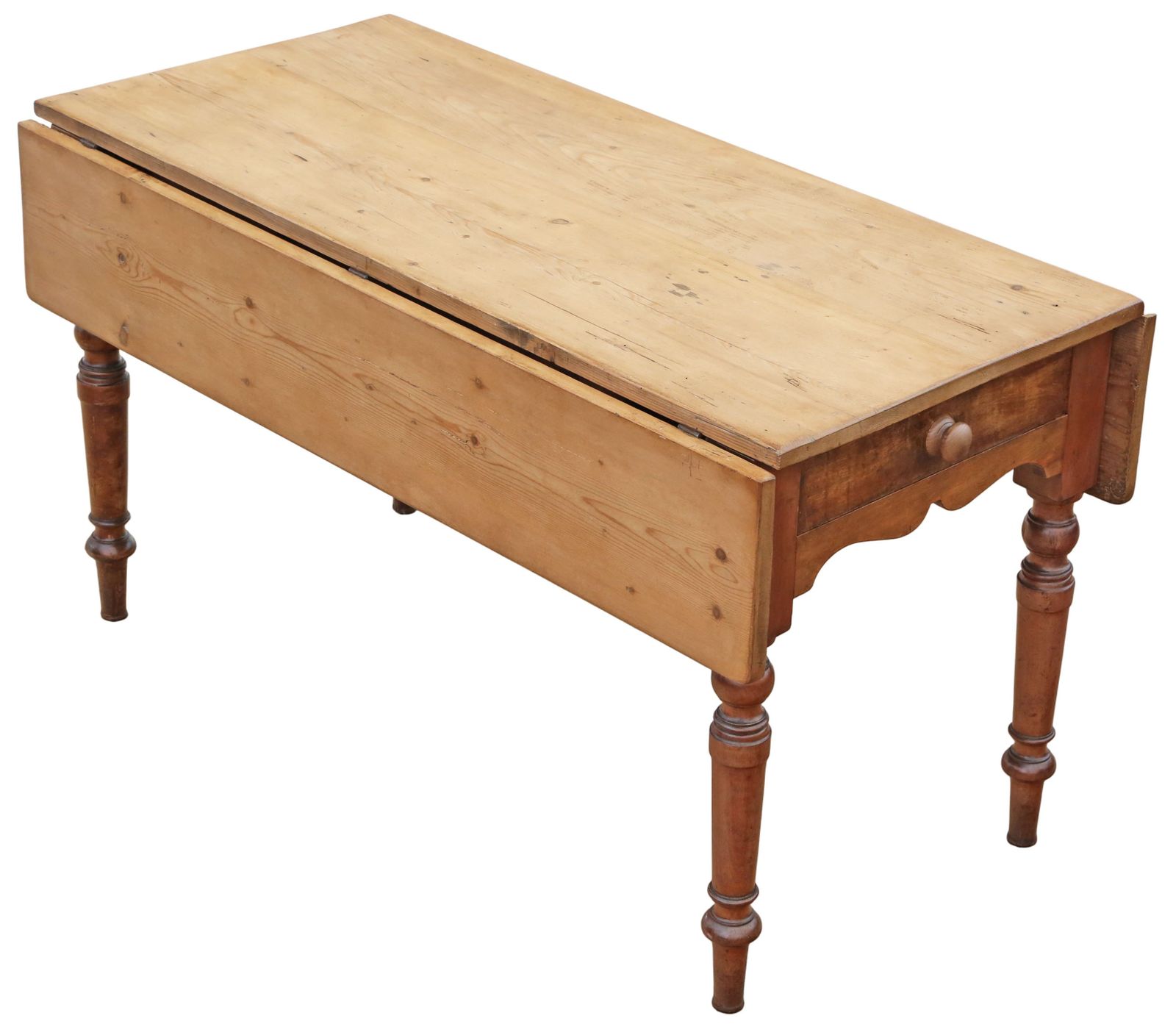 Antique 19th Century Victorian Pine & Fruitwood Folding Kitchen Table With Drawers – Fine Quality photo Furniture