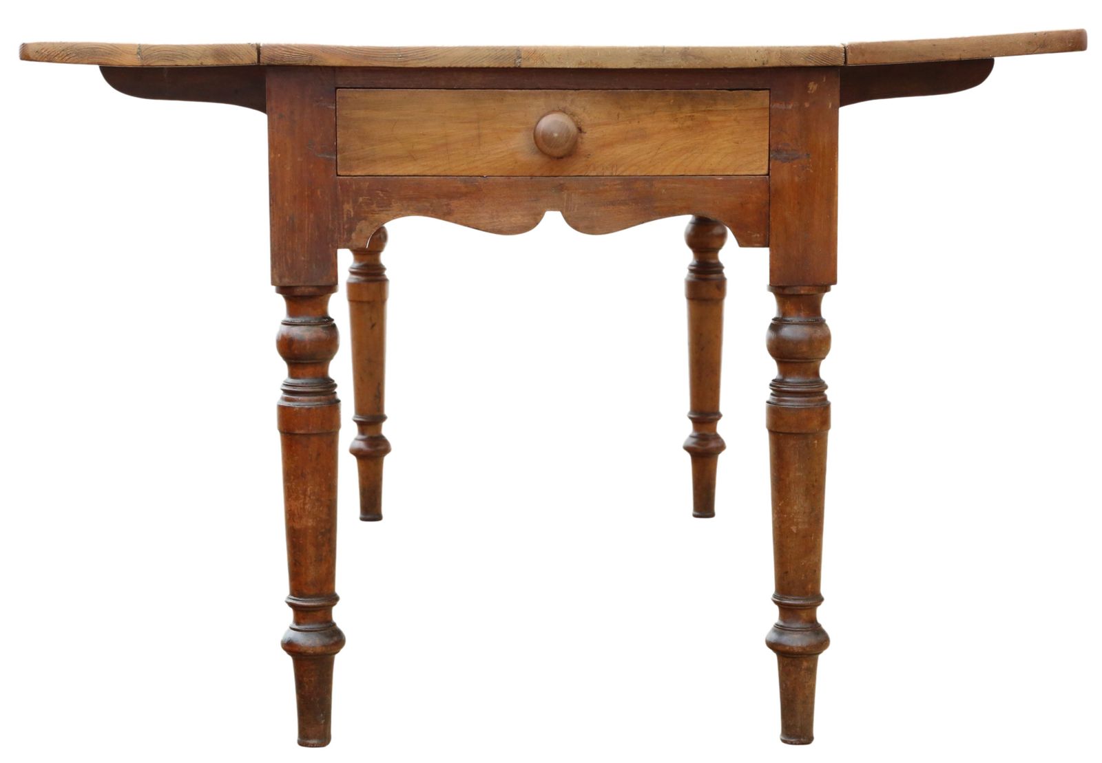 Antique 19th Century Victorian Pine & Fruitwood Folding Kitchen Table With Drawers – Fine Quality photo 1995.0