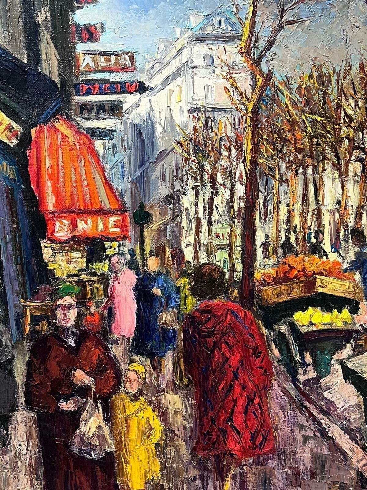 Josine Vignon1950s French Post Impressionist Oil Painting Busy Paris Street Scene Figures1950s photo vintage