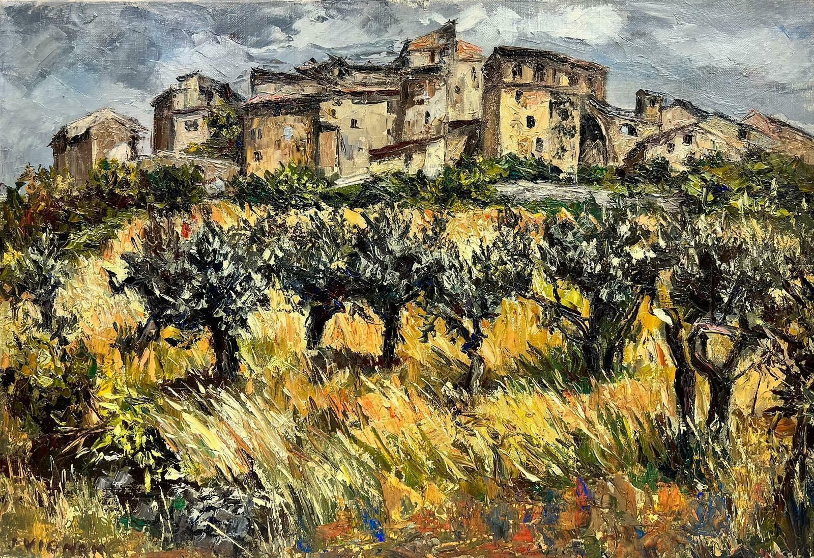Josine Vignonolive Groves In Provence Village French Post Impressionist Signed Oil 1960's1960's