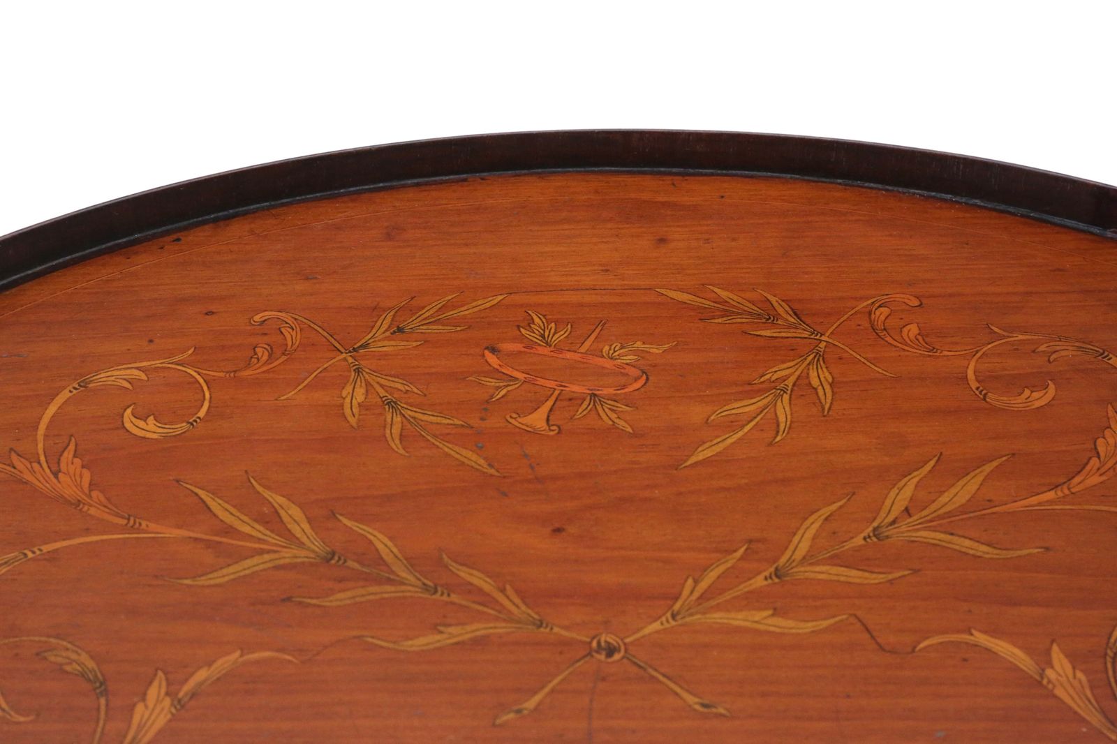 Antique 19th Century Fine Quality Inlaid Mahogany Kidney Shaped Serving Tray photo vinterior