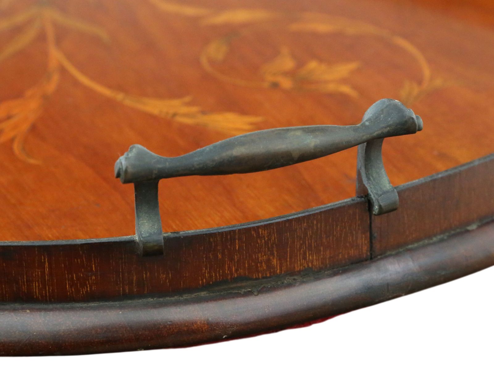 Antique 19th Century Fine Quality Inlaid Mahogany Kidney Shaped Serving Tray photo buy