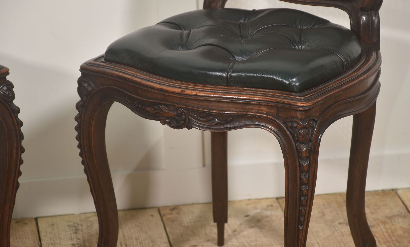 Pair Of Louis XV Style Carved Walnut And Caned Side Chairs photo 1074.0
