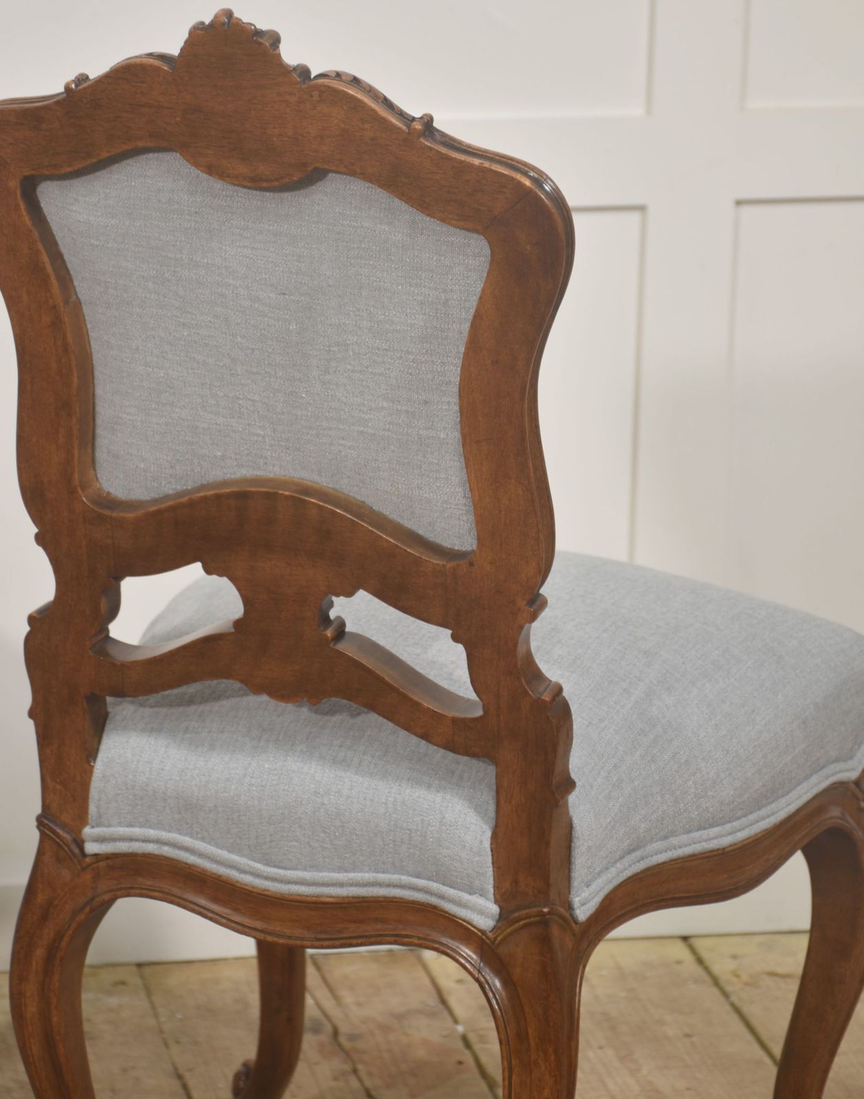 Pair Of Carved Walnut Louis XV Style Side Chairs photo for sale
