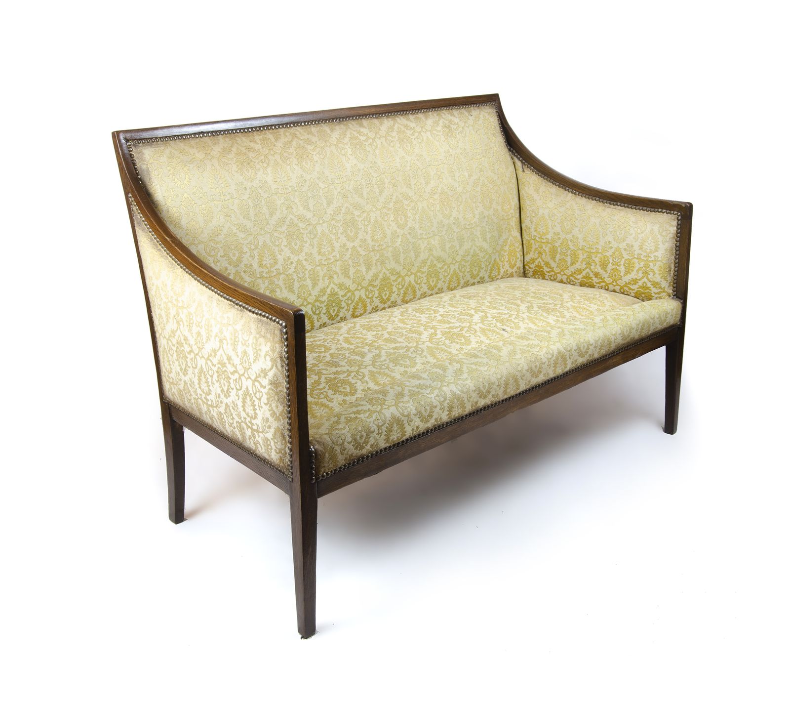 1940s Mid Century Modern Two Seat Oak Settee By Comte And Design Attributed To Jean Michel Frank, Argentina