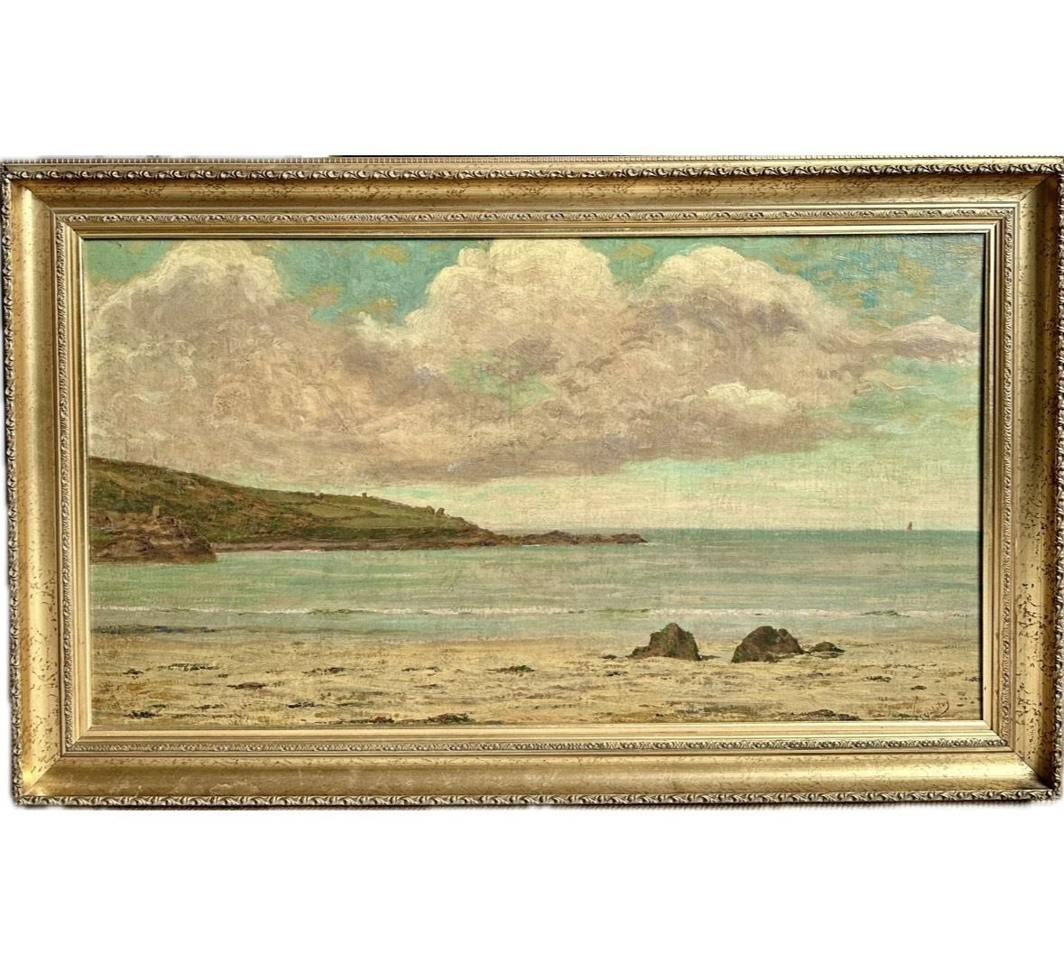Large St Ives School Oil Painting, Porthmeor Beach, 1924, Signed & Exhibited