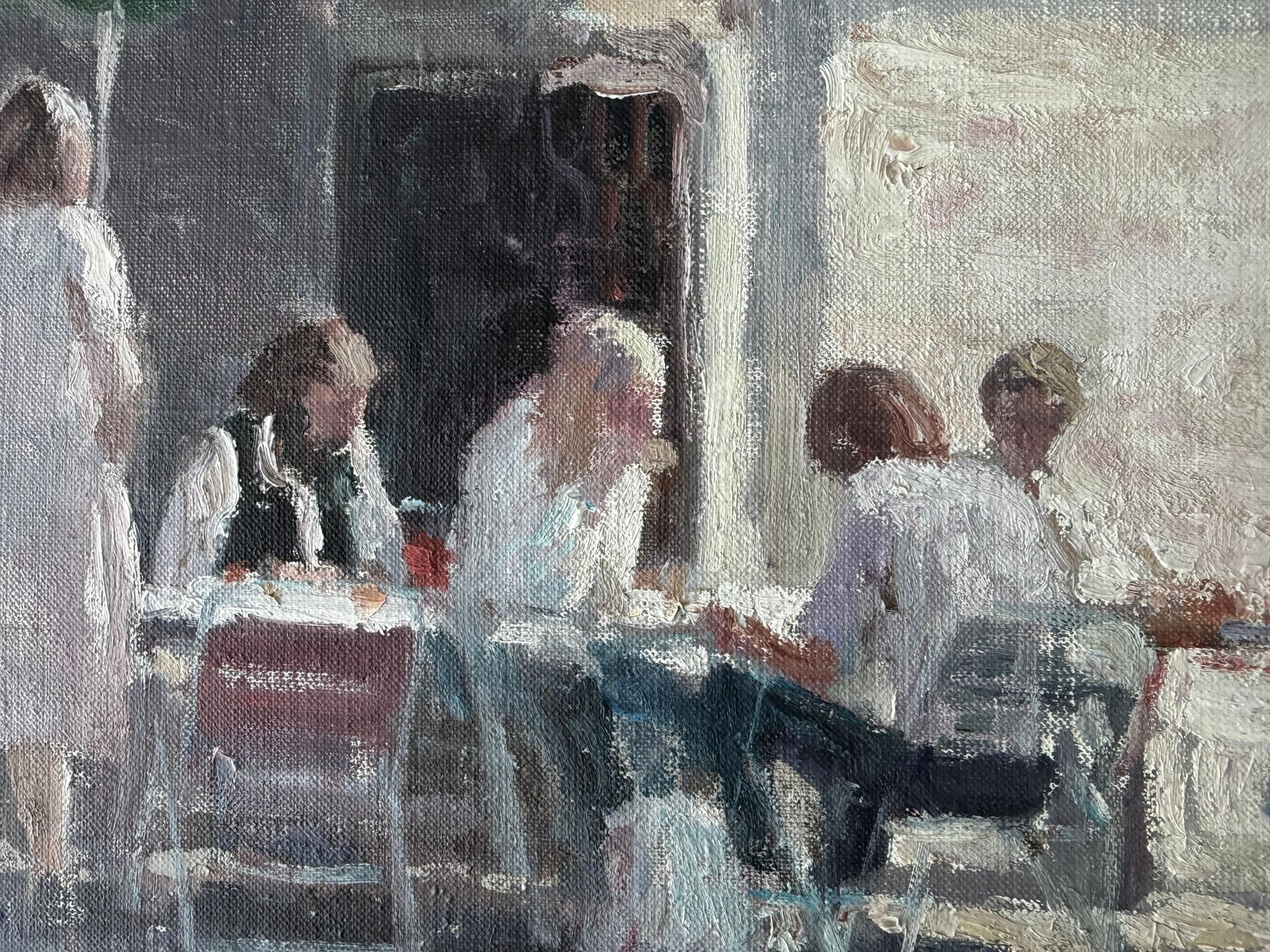 Angel Badia Camps Paris Café Terrace Scene Oil Painting European Post Impressionist Figurative Art C.1980 photo Art