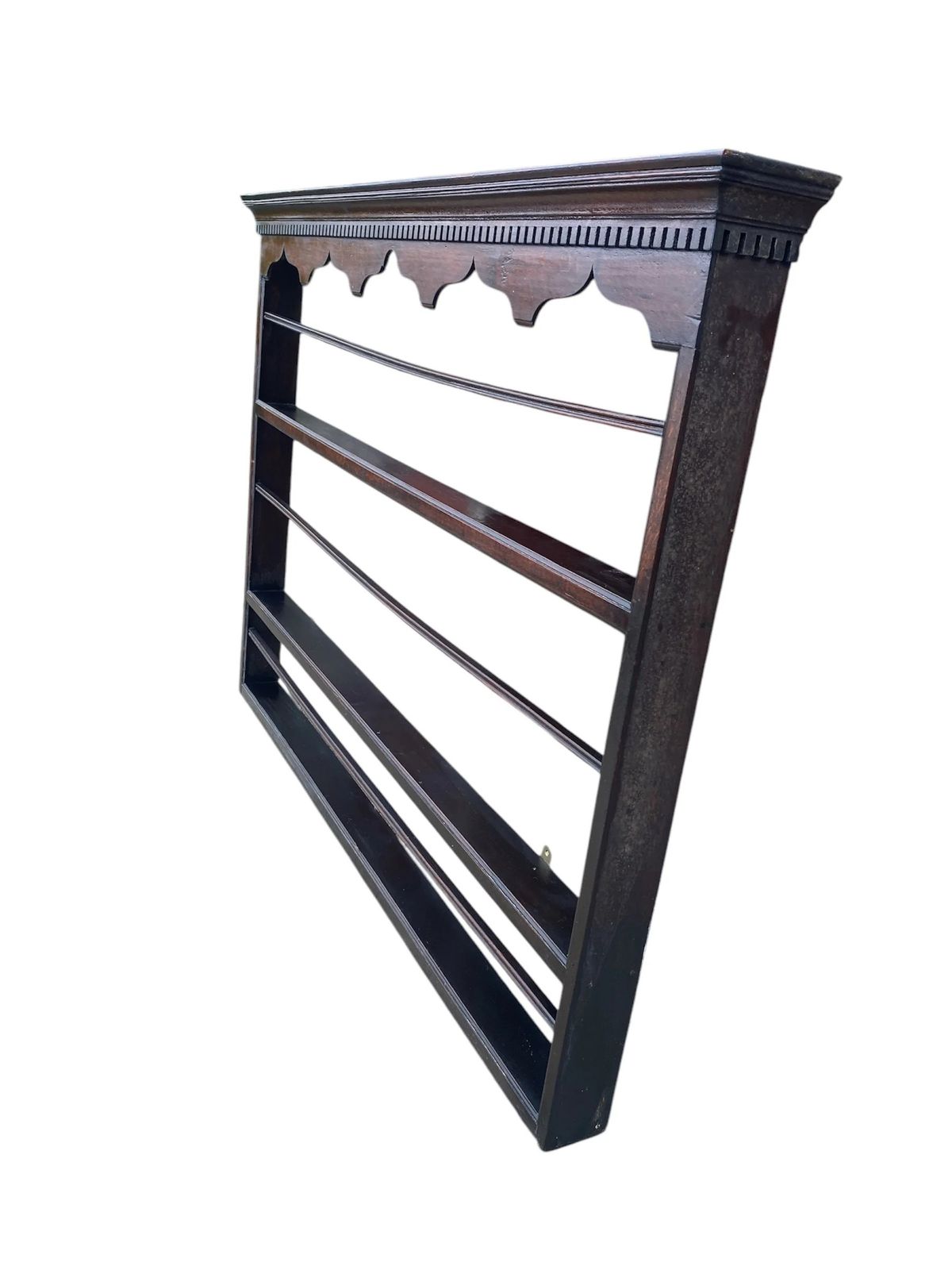 Antique Large 18th Century Georgian Dark Oak Delft Wall Rack Shelves photo furniture