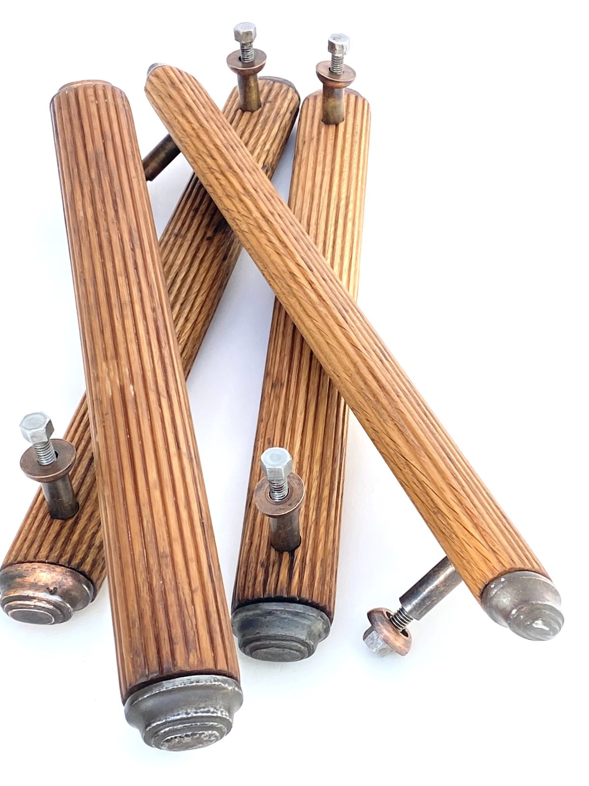 2nd Batch Of Early 20th Century 1900 30s  English Oak Copper And Brass  Door Handles                Per Pair