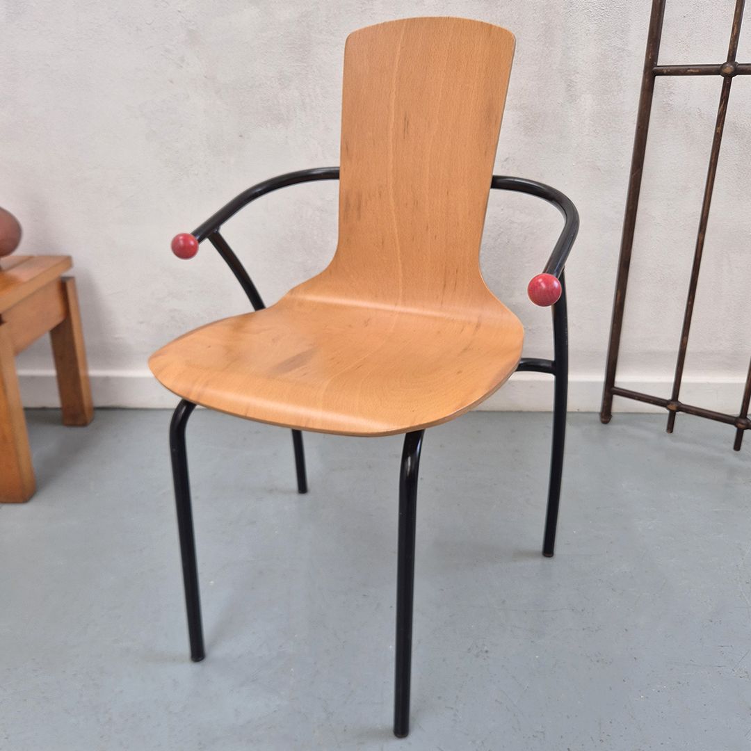 1980's Postmodern Plywood Chair: Mid Century Modernist Brutalist Retro Style photo 525.0