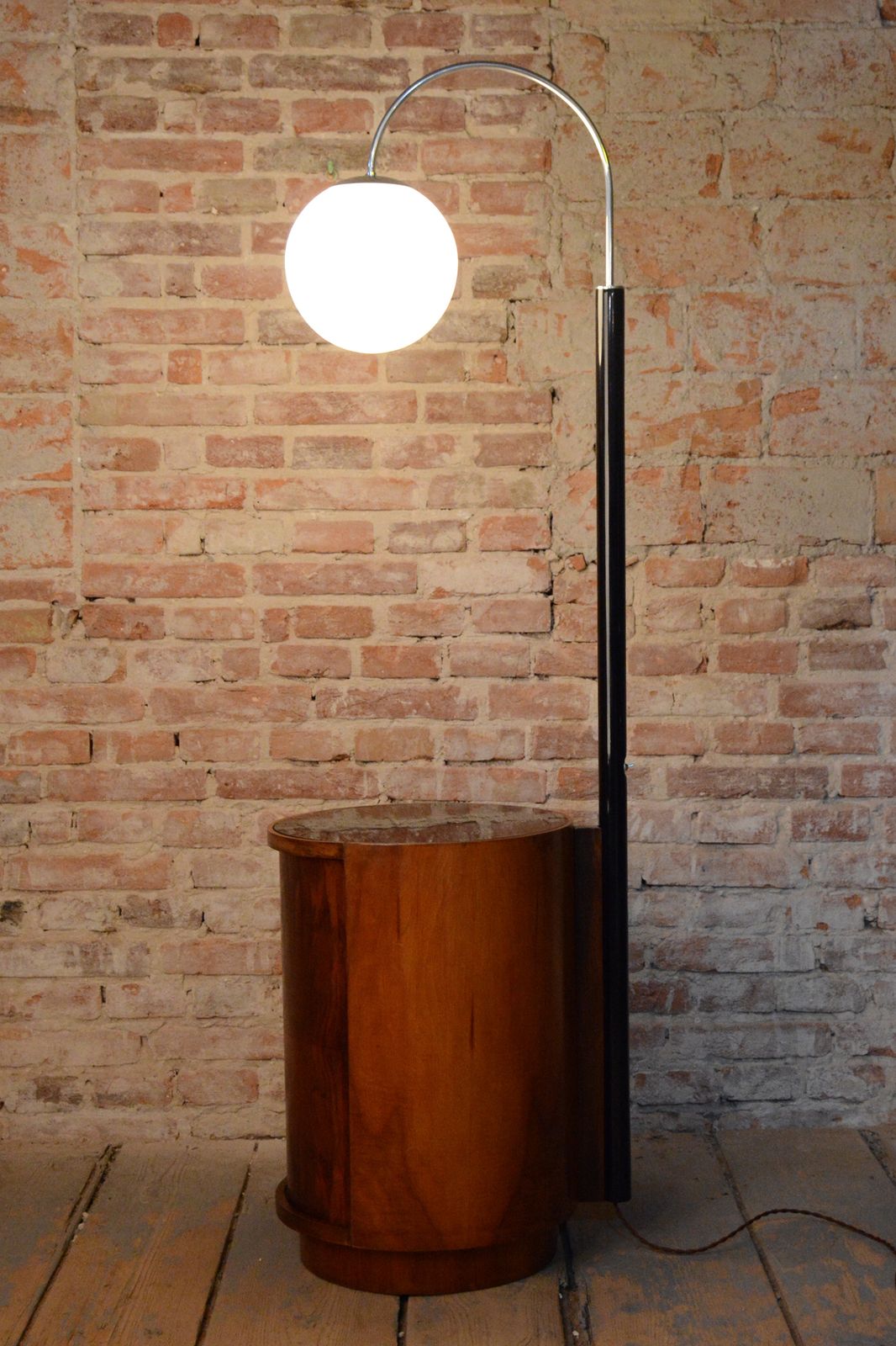 photo buy Restored Art Deco Floor Lamp, By J. Halabala, Up Závody, Walnut, Czech, 1920s