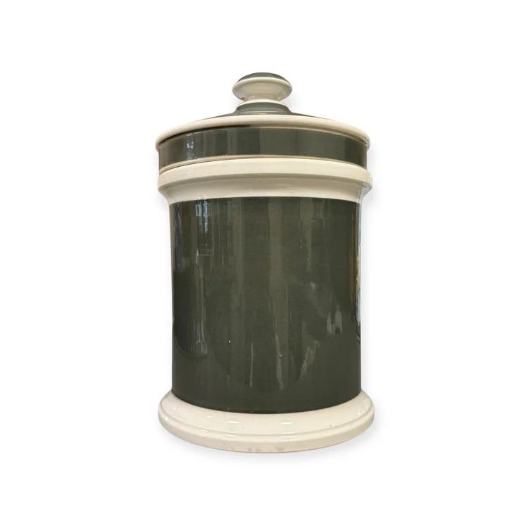 Pair Of 19th Century French Apothecary Jars Green Glazed Pharmacy Pots With Original Labels France, 19th Century photo vinterior
