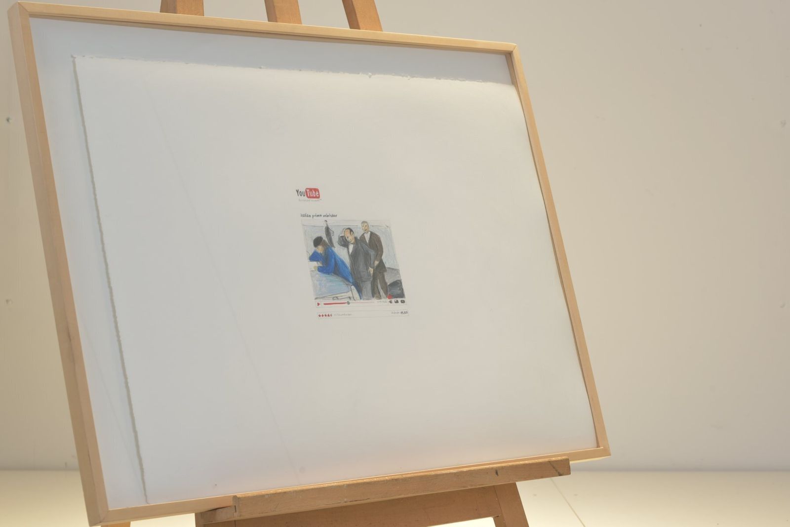 Italian Prime Minister On Youtube Drawing On Vellum Illegibly Signed 2009 photo 763.0