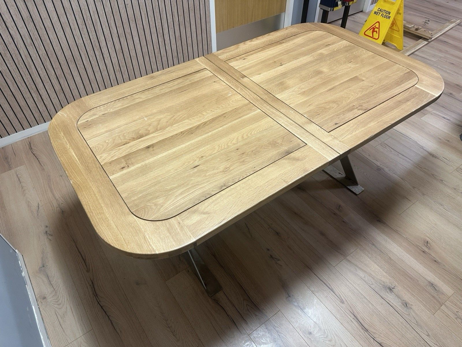 Oak Furnitureland Hercules Solid Natural Extending 10 Seator Dinning Table X Leg photo buy