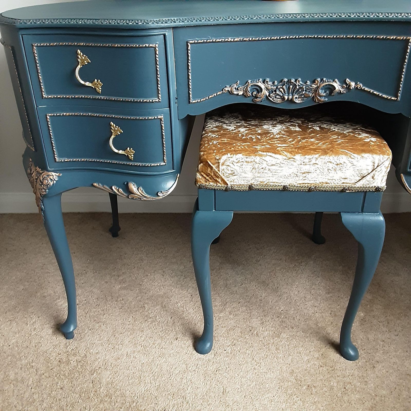 Olympus Vintage French Louis Style Antoinette Dressing Table With Mirrors And Stool photo buy