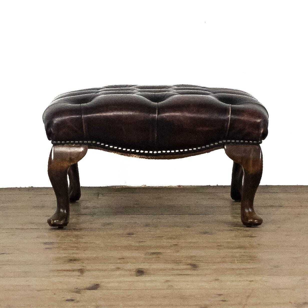 Vintage Leather Chesterfield Footstool | Vintage Furniture | Antique Stool | Stools photo for sale