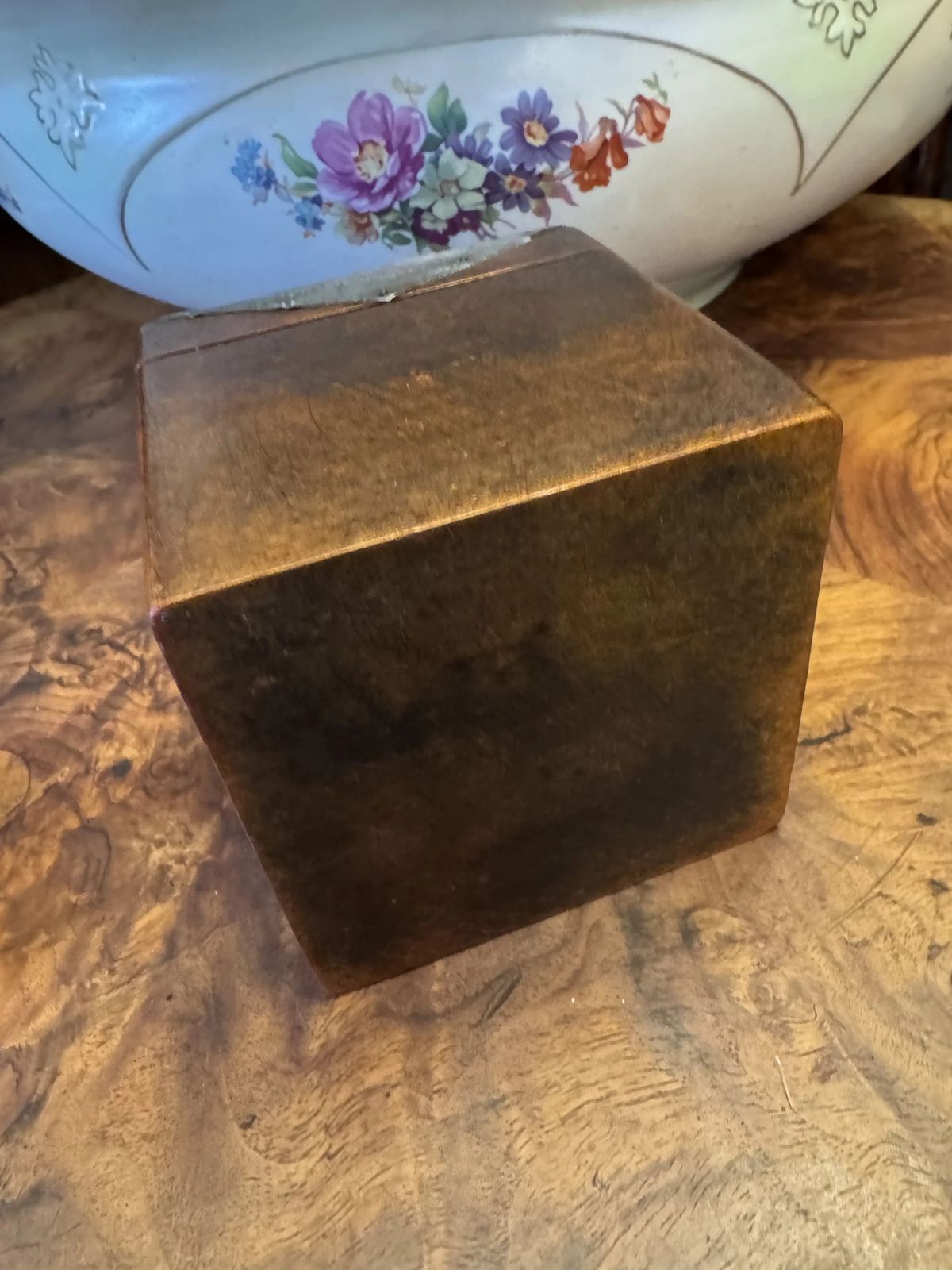 photo furniture Antique Art Nouveau Pewter & Wood Liberty Style Tea Caddy