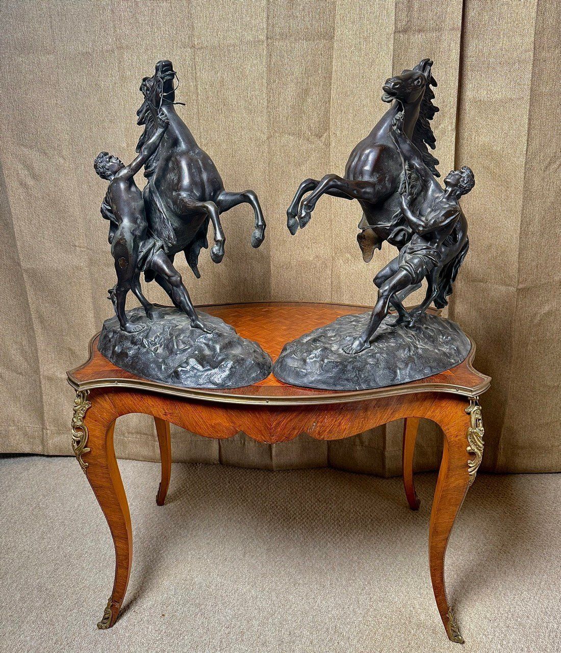 Pair Of 19th Century Marly Horse Tamer Bronzes – Signed Coustou