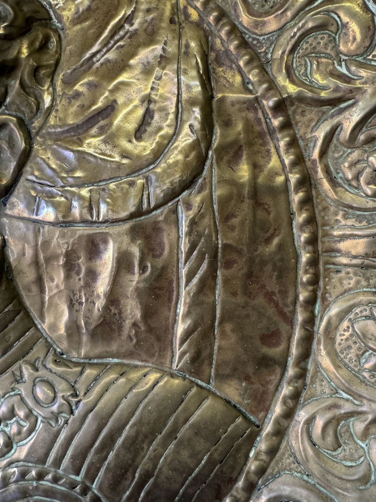 photo for sale Huge Antique Dutch 18th Century Brass Wall Charger Of Noble Gentleman