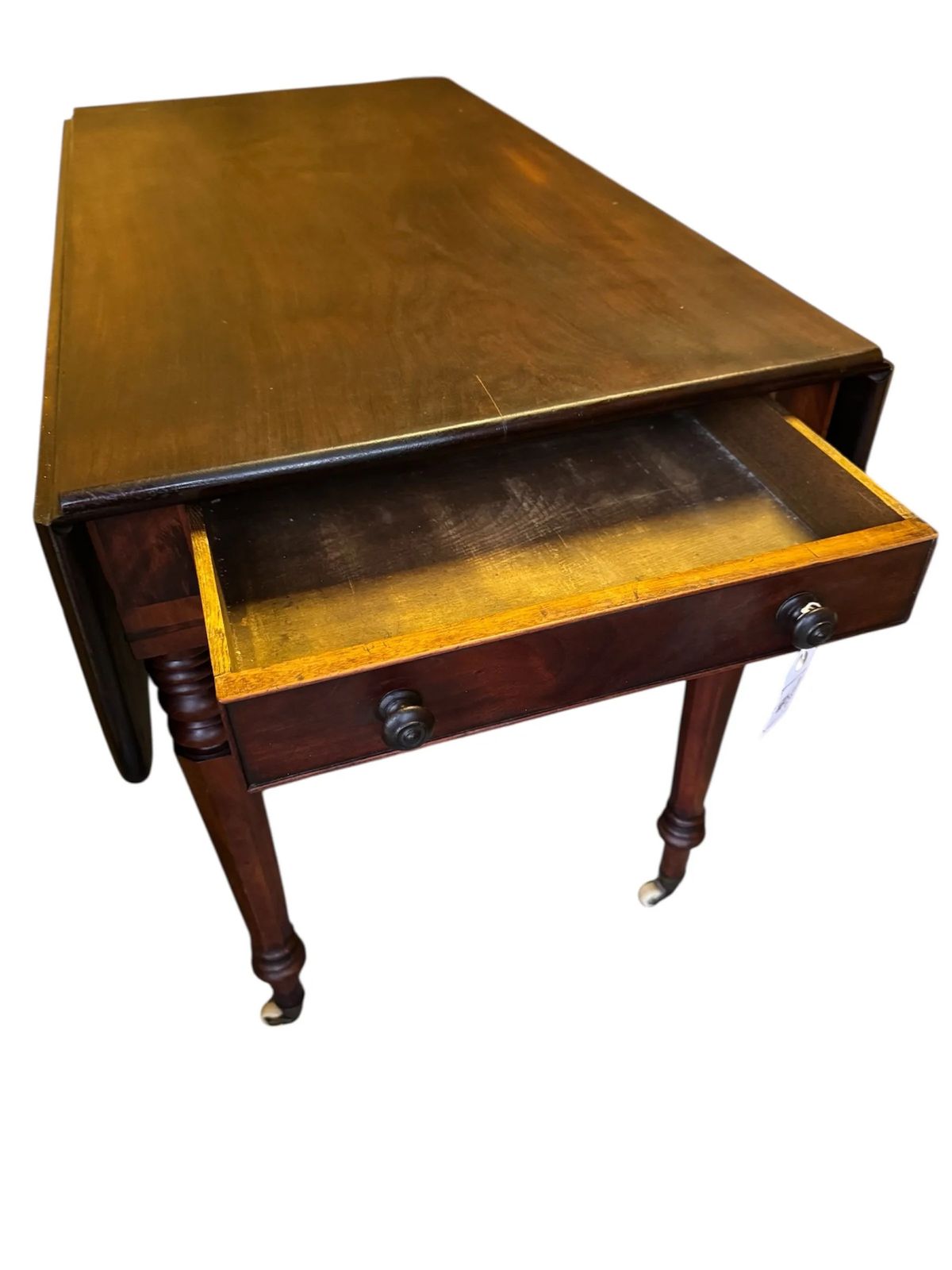 photo for sale Antique Victorian Mahogany Country House Drop Leaf Table On Castors