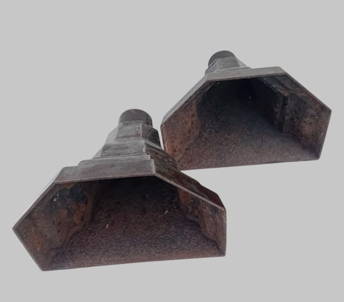 Pair Of Early 20th Century Cast Iron Rainwater Hopper Heads photo Home Decor