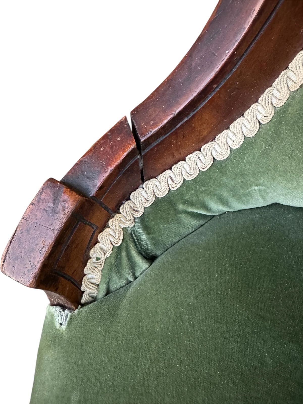 Antique Victorian Upholstered In Original Green Velvet Button Back Nursing Chair photo buy