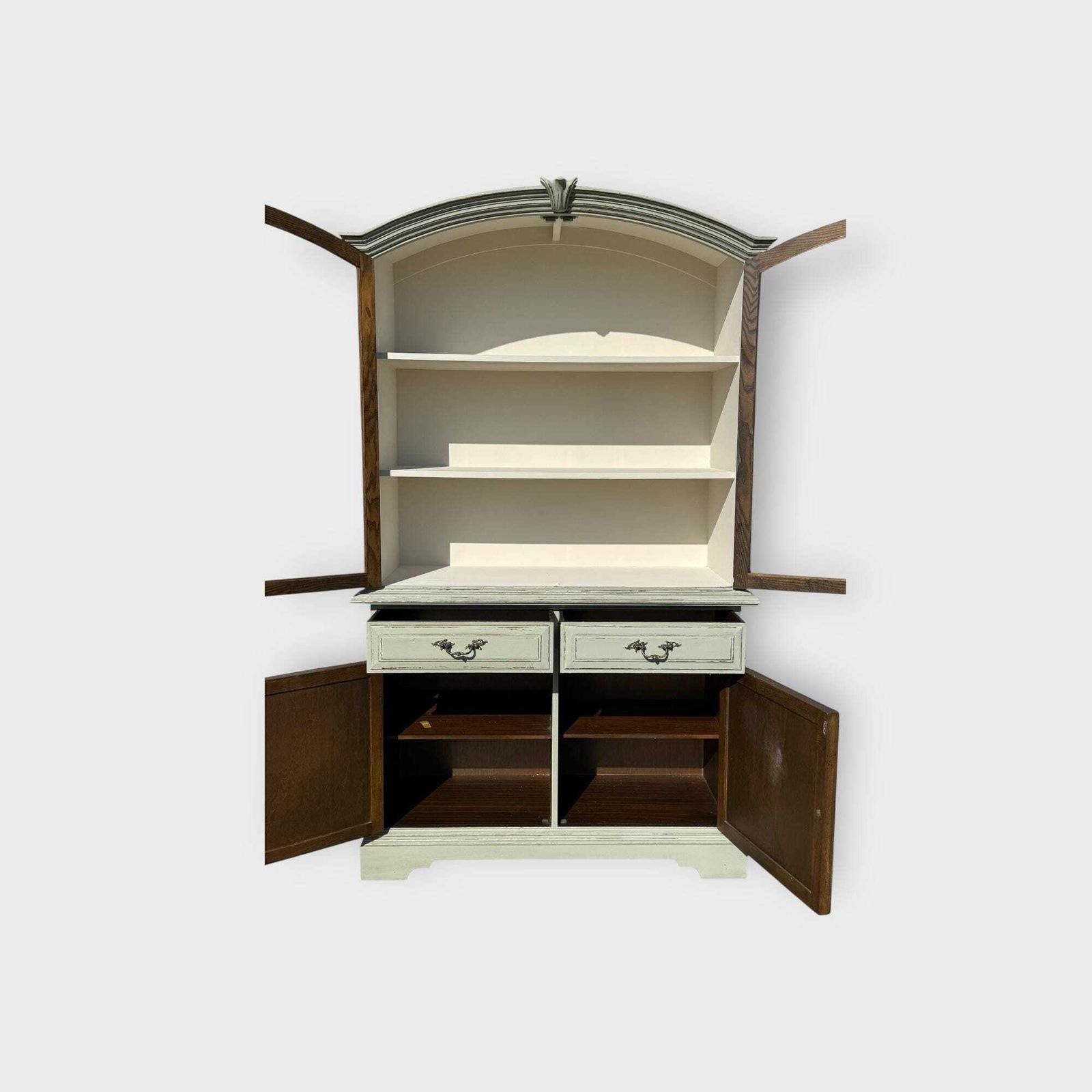 Antique Style Painted 2 Door Glazed Bookcase Cupboard  Glazed Display Bookcase With Lower Cupboard photo Furniture