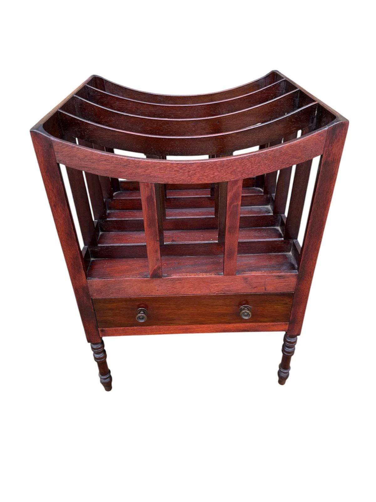 Antique Elegant Regency Period Mahogany Canterbury With Single Drawer