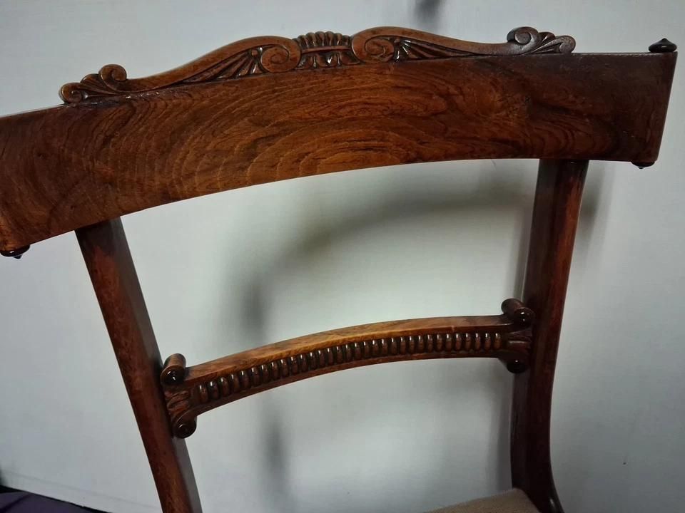 Vintage Pair Of Chairs In Regency Style & Needlepoint Seat Cushion photo for sale