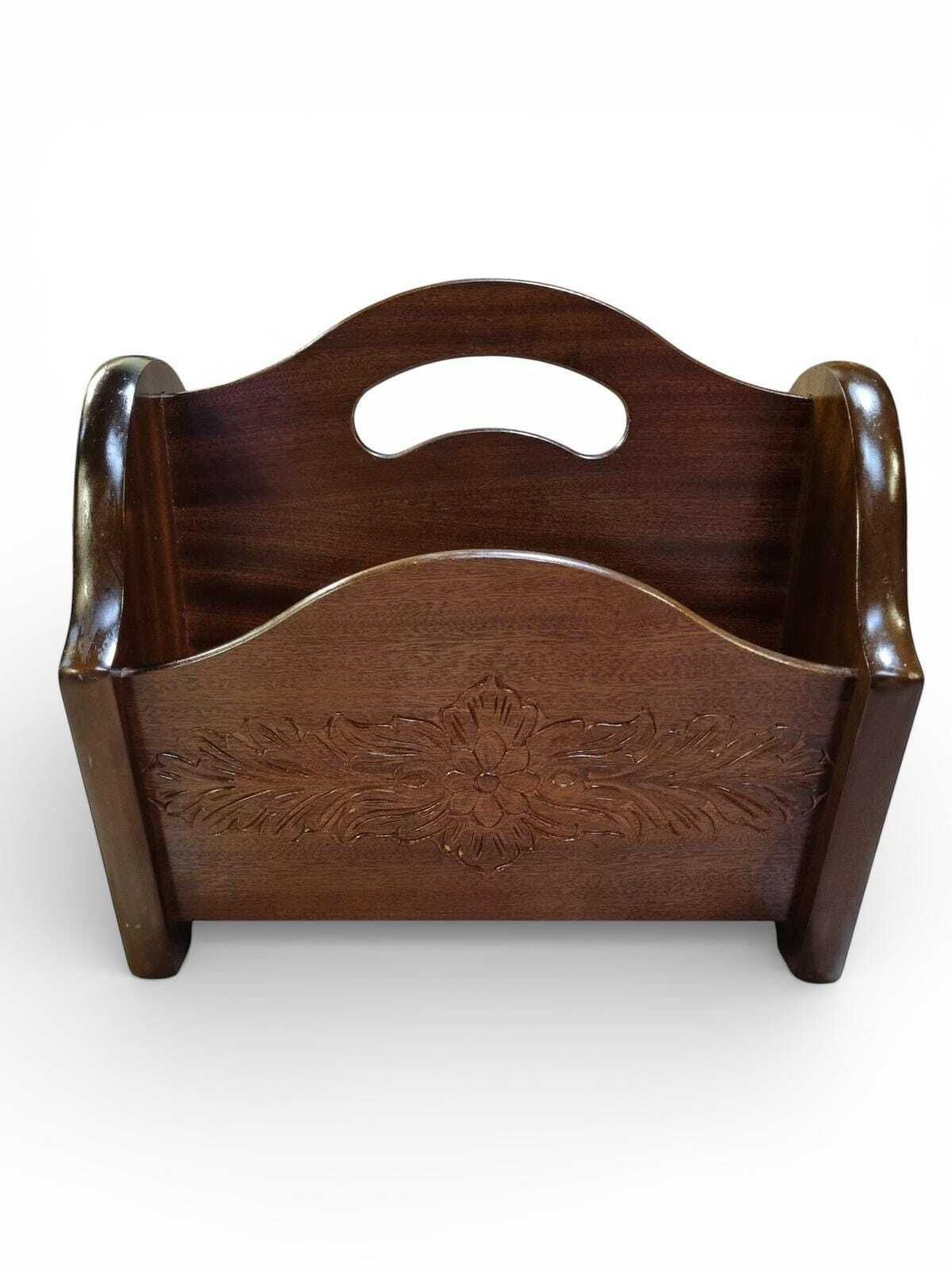 Vintage Carved Magazine Rack / C.1960 photo vintage