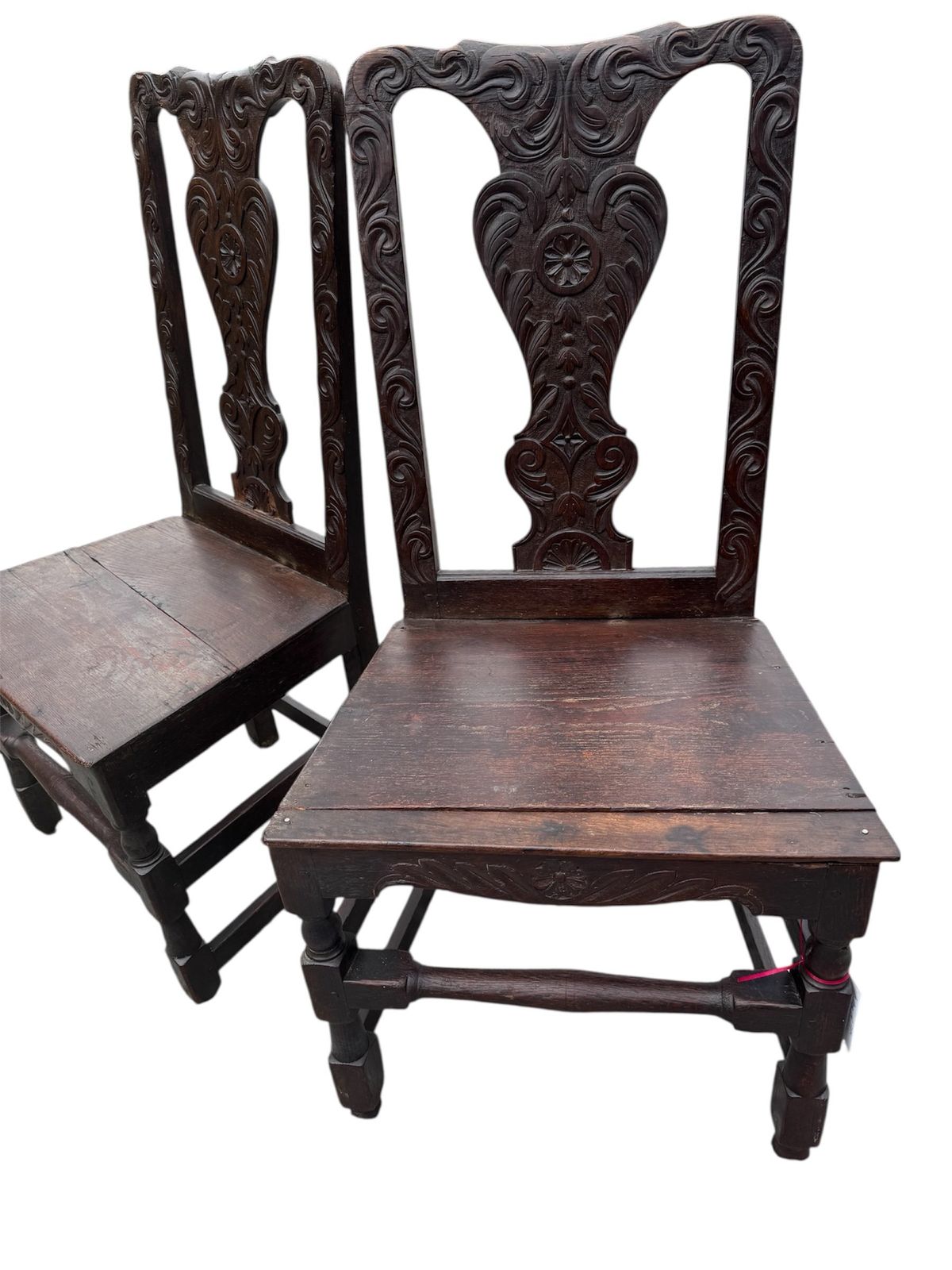 Antique 17th Century Pair Of Carved Gothic Dark Oak Chairs photo furniture