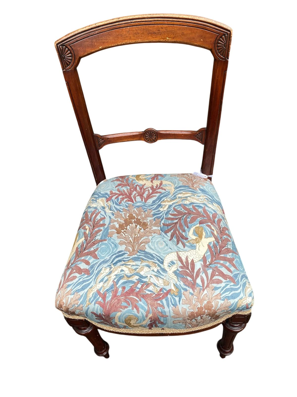 Antique Victorian Mahogany Framed Side Chair Recovered In Designer Fabric photo Furniture