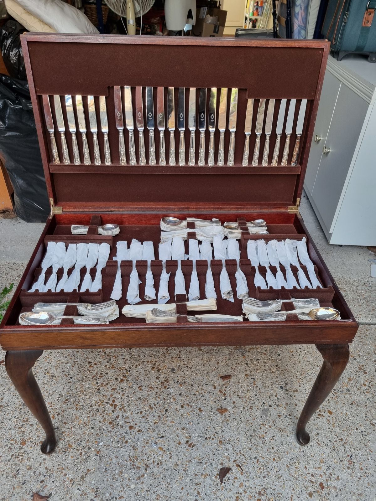 Silver Plated 120 Pieces Of Cutlery Set In Furniture photo for sale
