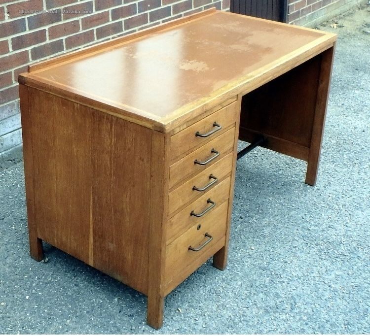 Mid Century Oak Military Writing Office Desk George VI photo furniture